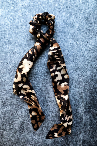 Leopard Print Ribbon Scrunchie