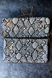 Touch Of Clutch - Black & White Snake Print