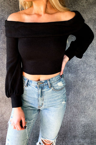 Cold Shoulder Sweater - Black