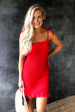 The Solid Red Stunner Dress