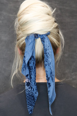 Winter Ready Hair Scarf Scrunchie -  Blue
